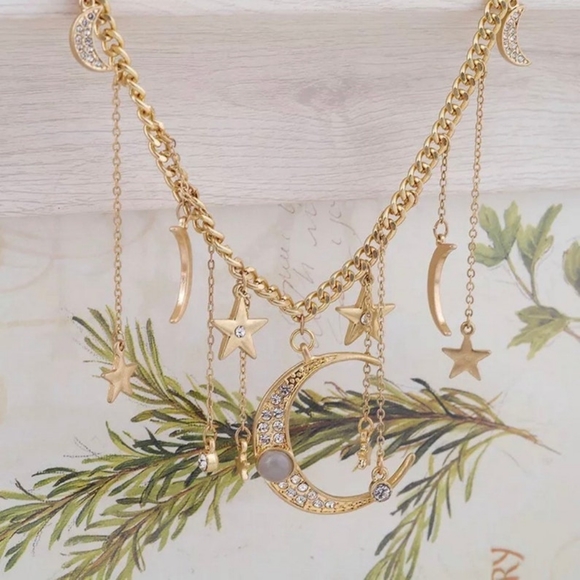 “Dreaming of Us” Diamond Gold Moon Star Necklace - Picture 12 of 12